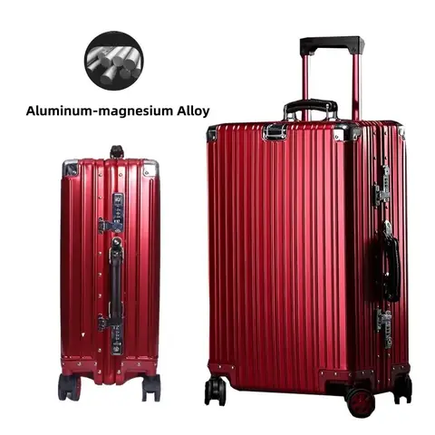 100% 알루미늄-마그네슘 합금 가방 고품질 레트로 럭셔리 롤링 수하물 트롤리 수하물 20 인치 기내 가방