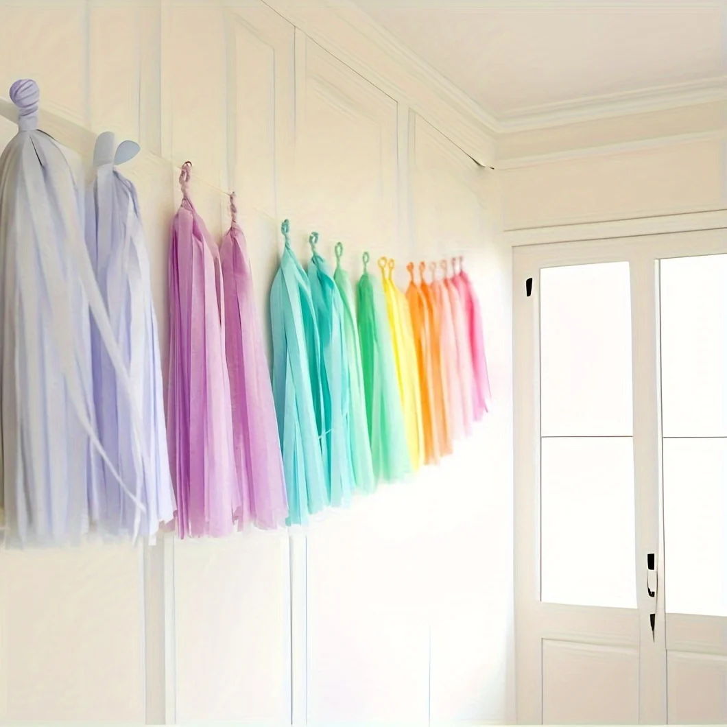 8color 40 pcs Assembled Versatile And Reusable Tissue Paper Tassels Garland  Event Celebration Decor Easter Gift