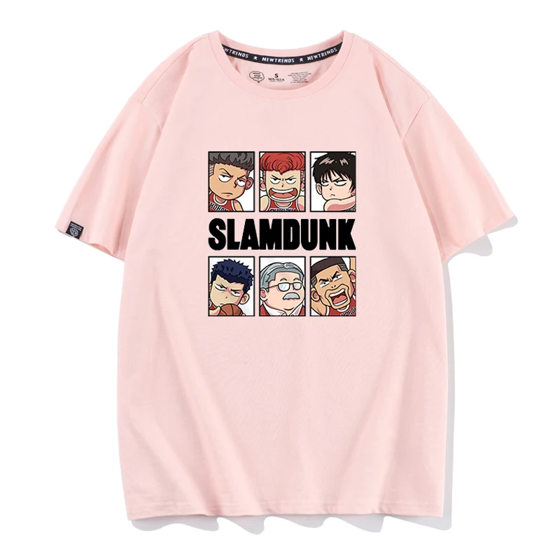 2024 Men Women Short Sleeved Tee Anime Six Palace Grid Slam Dunk Character Avatar of Kawaii Printed Top Couple Oversized T-shirt