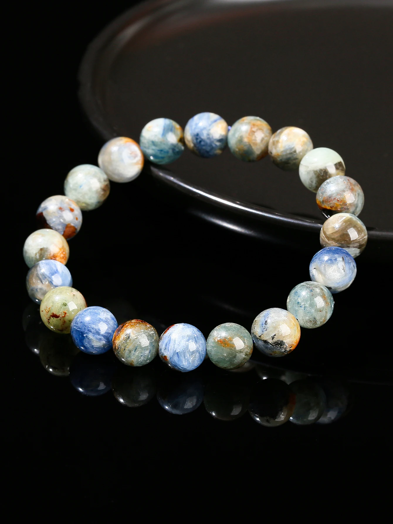 Armband aus Natursteinen, blaues Kyanit-Steinarmband, Edelsteinperlen, Chakra-Stein-Schmuck für Damen und Herren, spirituelles Geschenk. – Detail 4