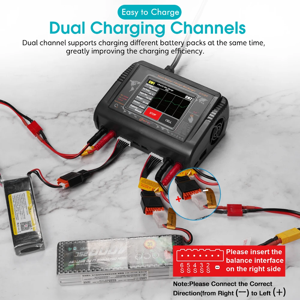 HTRC T400 يبو شاحن بطارية تيار مستمر 400 واط التيار المتناوب 200 واط RC شاحن مفرغ ل LiHV الحياة ليثيوم لون NiCd NiMh Pb يبو Batteri شاحن مزدوج