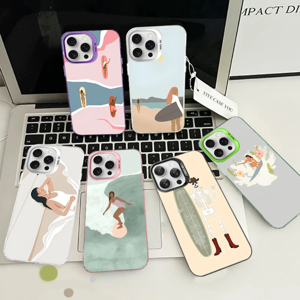 

Surf Sports Girl Phone Case For IPhone 16 15 14 13 12 11 Pro Max X XR XSMAX 8 7 Plus Matte Shockproof Back Cover