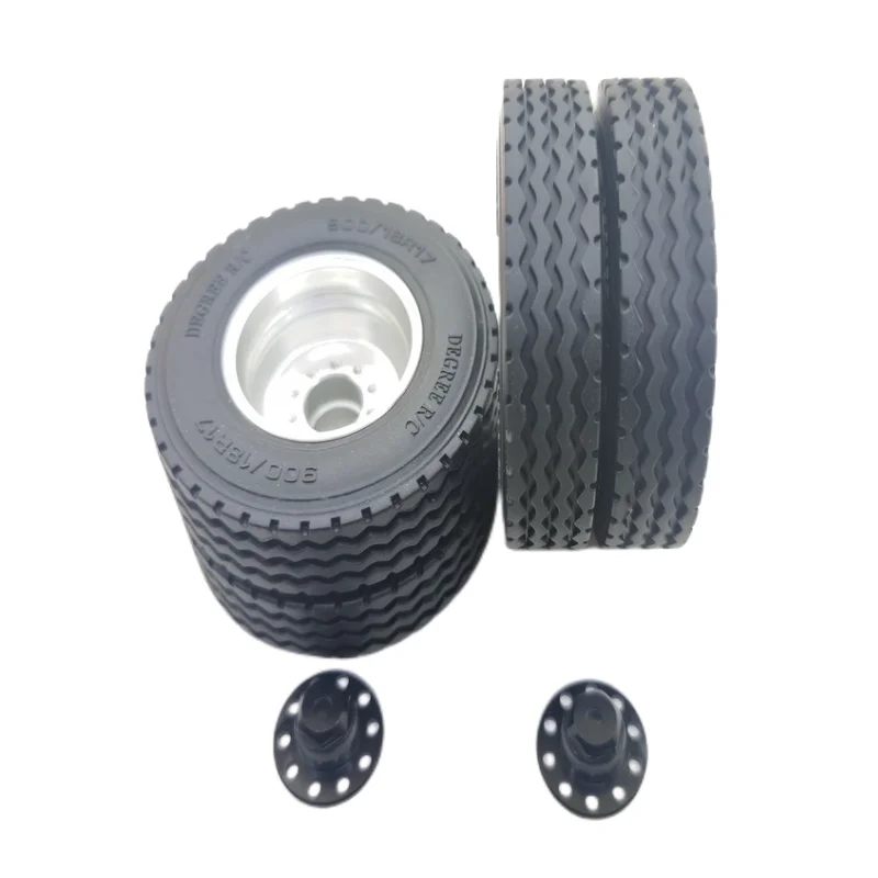 1 Pair Rubber Tires with Wheel Hub for 1/14 Tamiya RC Truck Trailer Tipper Scania R470 Actros Volvo FH16 MAN TGX Accessories