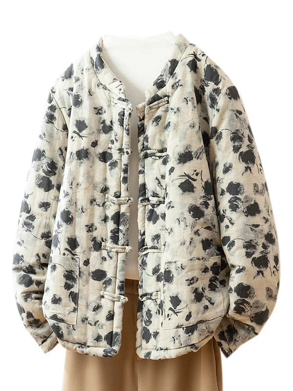 معطف شتوي من القطن والكتان Hanfu للنساء بتصميم عتيق طويل Sve ملابس خارجية مستديرة Ne ملابس صينية تقليدية #5