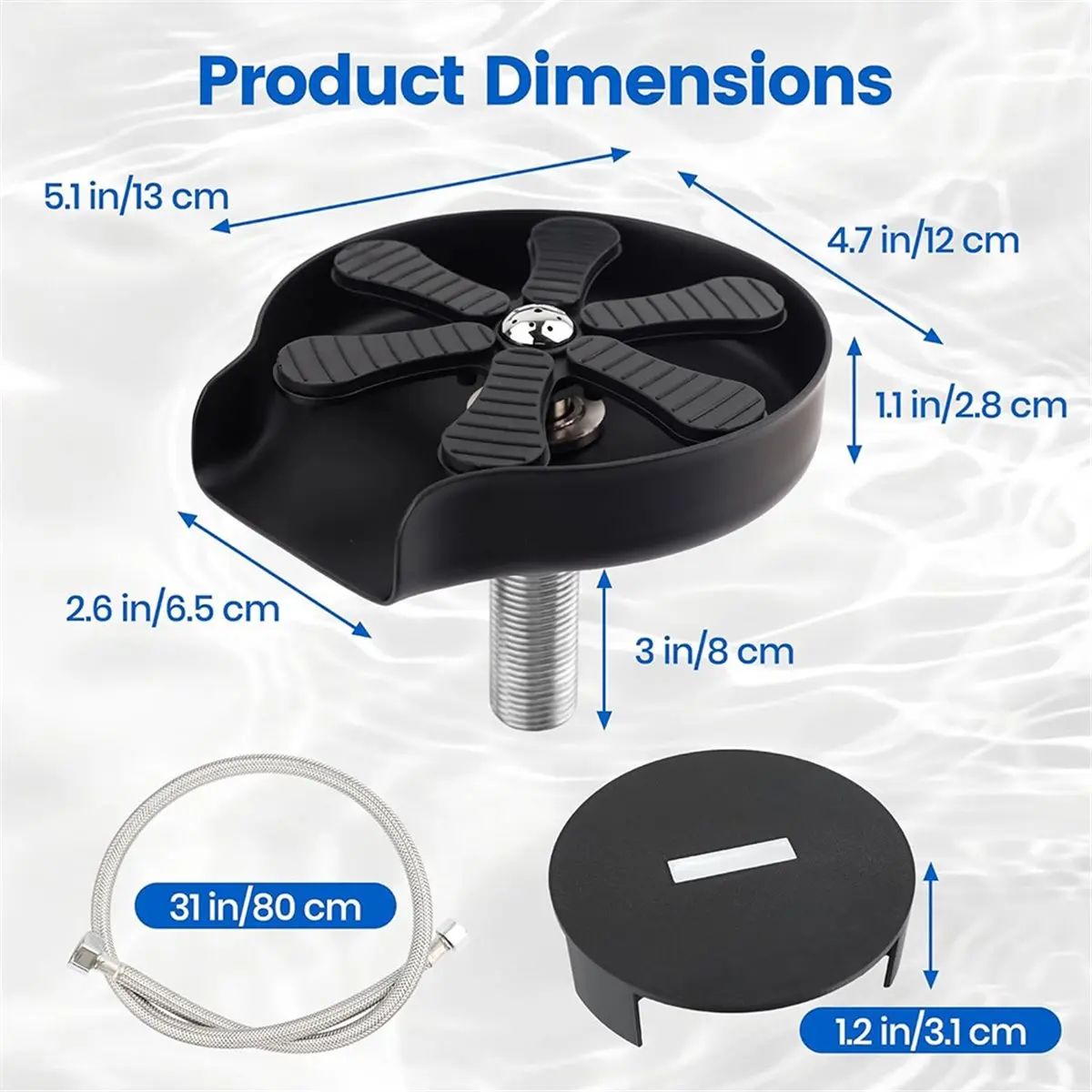 High Pressure Cup Washer with Stainless Steel, Universal Cup Cleaner with US-Standard 9/16" 3-Way Valve
