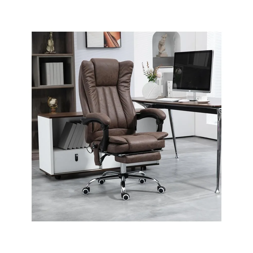 6 Point Vibration Massage Office Chair, High Back Computer Chair with Heat, Adjustable Height, Reclining Backrest