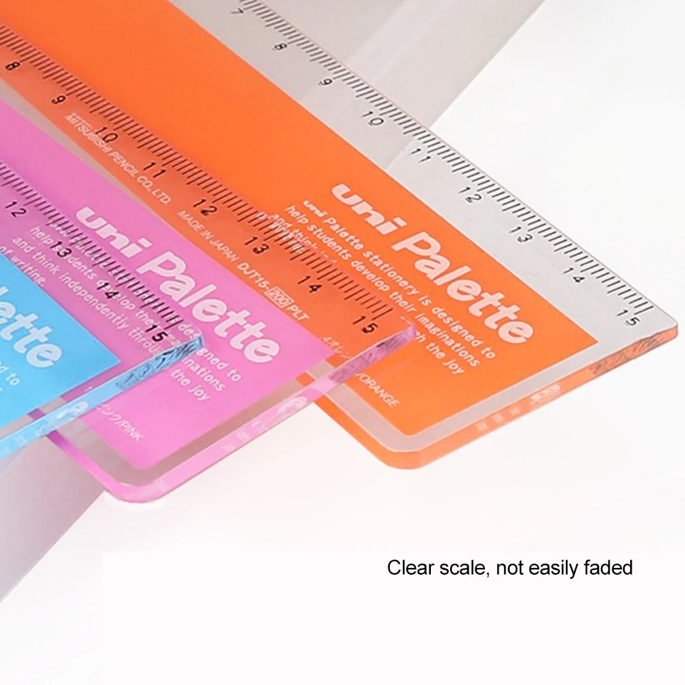 يوني-شفاف لقياس الرسم ، مستلزمات مدرسية يابانية ، كاواي ، لون ، مسطرة 15 ، 7 ، 1: 50 #3