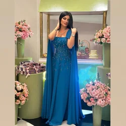 Exquisite Sparkle Customized Jersey Sequined Beading Ruched Clubbing A-line Square Neck Bespoke Occasion Gown Long Dresses