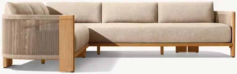 

-Customizable modern teak outdoor L-shaped combination sofa high elastic cushion garden balcony terrace hotel living room