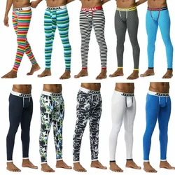 thermal underwear Men Long Johns Thicken Sexy Mens Under Pants Bottoms Pajama Low Rise Tight Legging Pouch Warm Long Johns