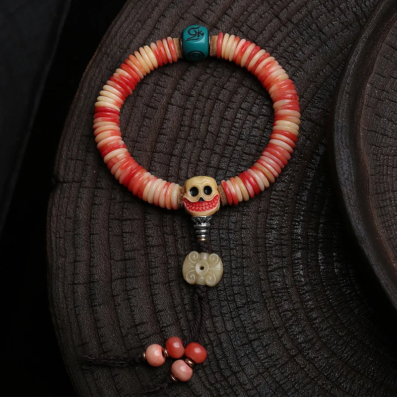

Natural half-blood camel bone pill beads spacer strings single loop reflux bone carving a dummy tee accessories