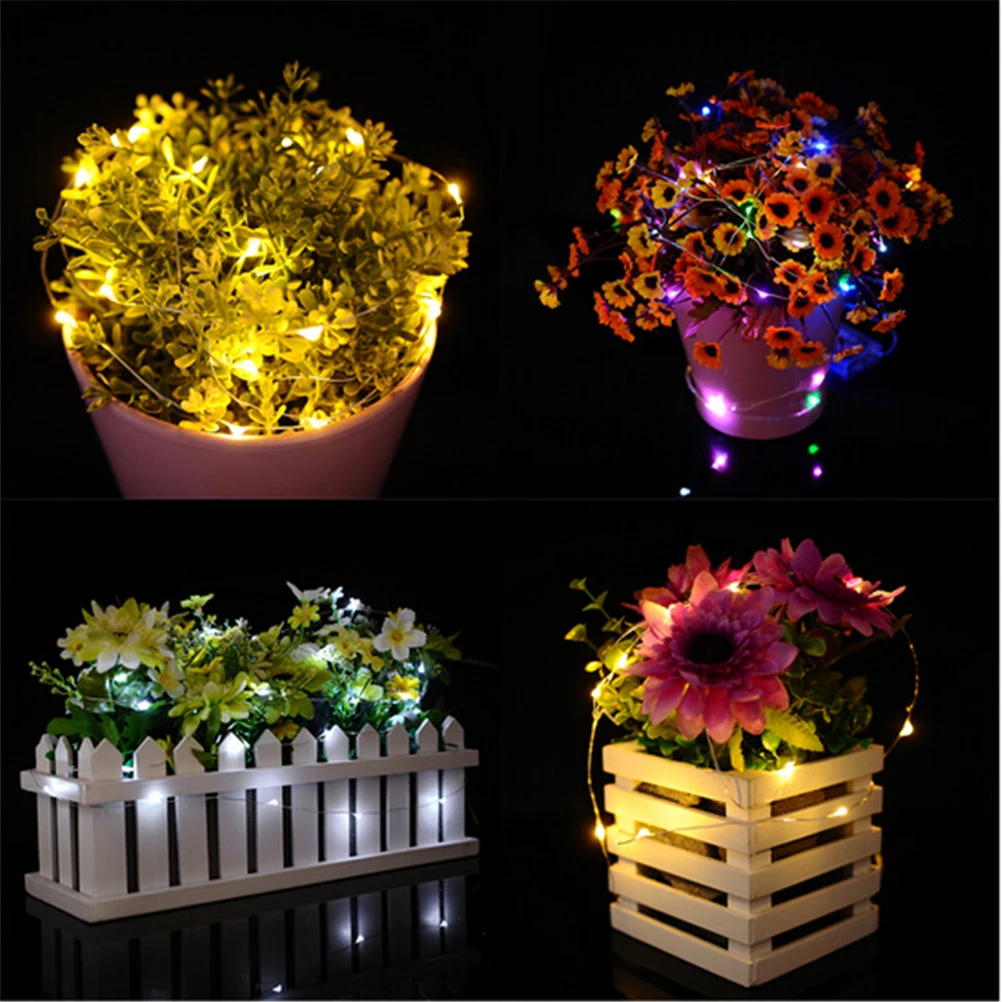 

20 Led String Lights Powered 6Ft Ultra Thin Copper Wire Rope For Christmas Halloween Wedding Party Home Garden