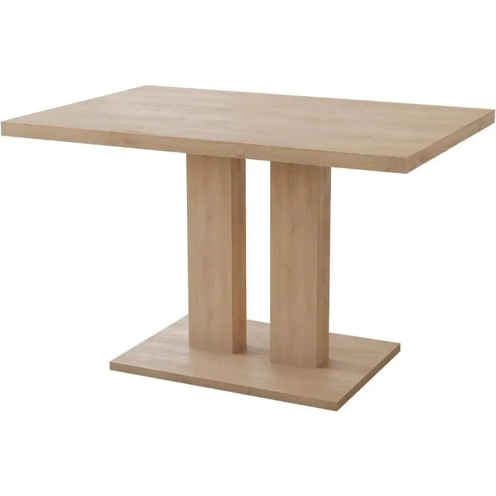 Modern 58 inch rectangular white dining table, sturdy home structure, kitchen, dining room, small space (oak table)