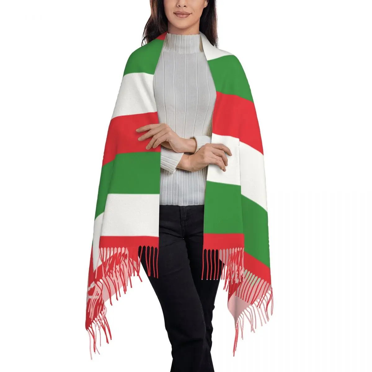 Oman flag-女性用の暖かい冬の無限のスカーフセット,スカーフ,ピュアカラー