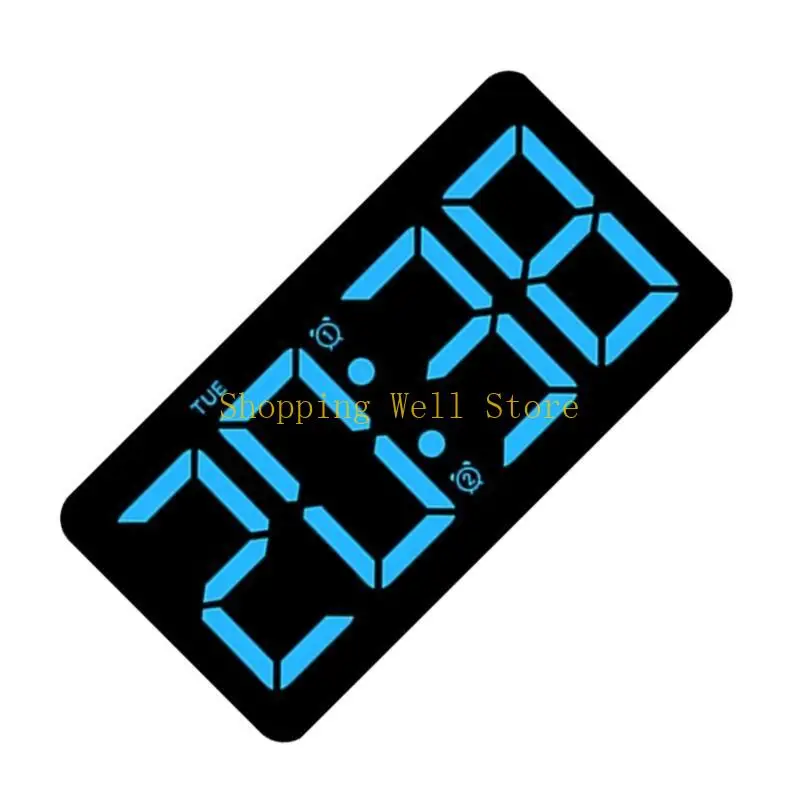 KX4B Colorful Wall Clock Electronic Alarm Clock for Bedroom with Date/Temperature