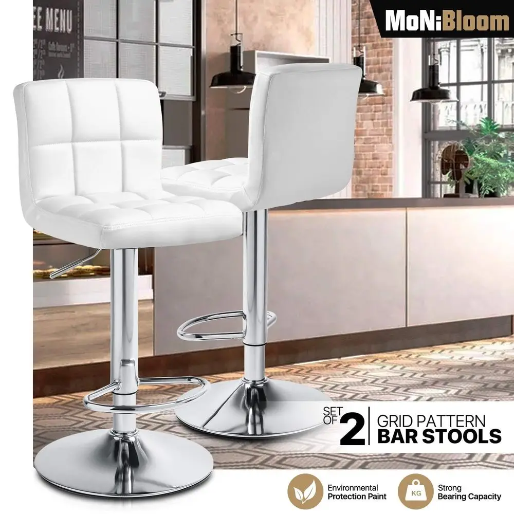 

Bar Stools Sillas Para Barra AltaAdjustable Bar Stools Set Of 2 PU Leather Swivel Counter Height Modern Square Island Barstool W
