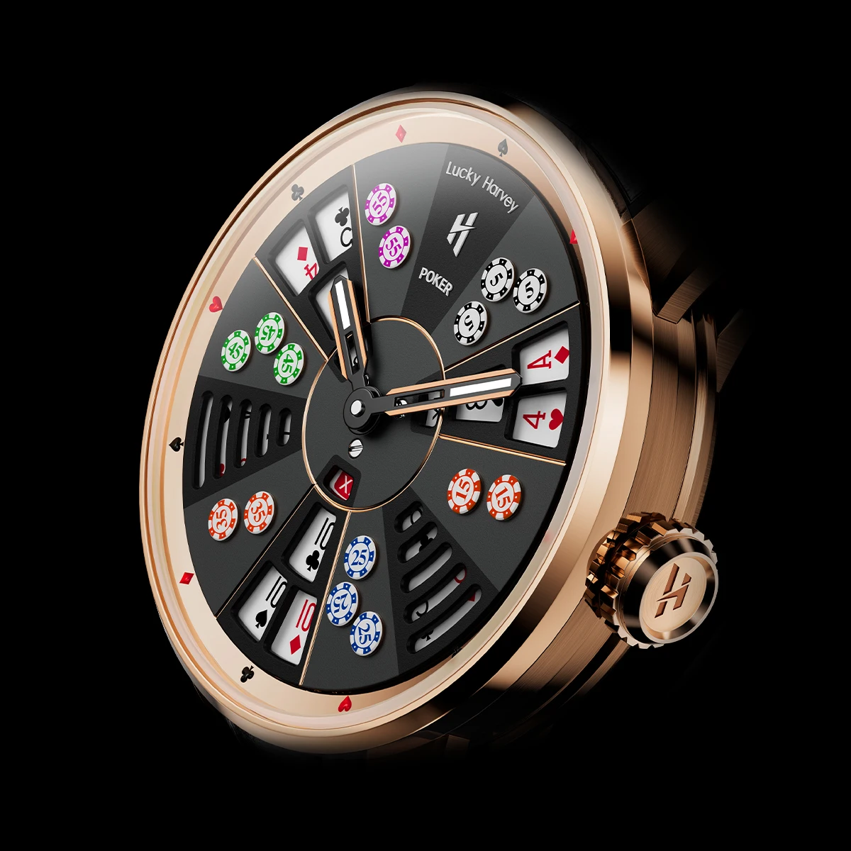 

Мужские автоматические часы Lucky Harvey Vintage Three Card Poker с уникальным покерным циферблатом, кожаным ремешком из фторкаучука, модные часы