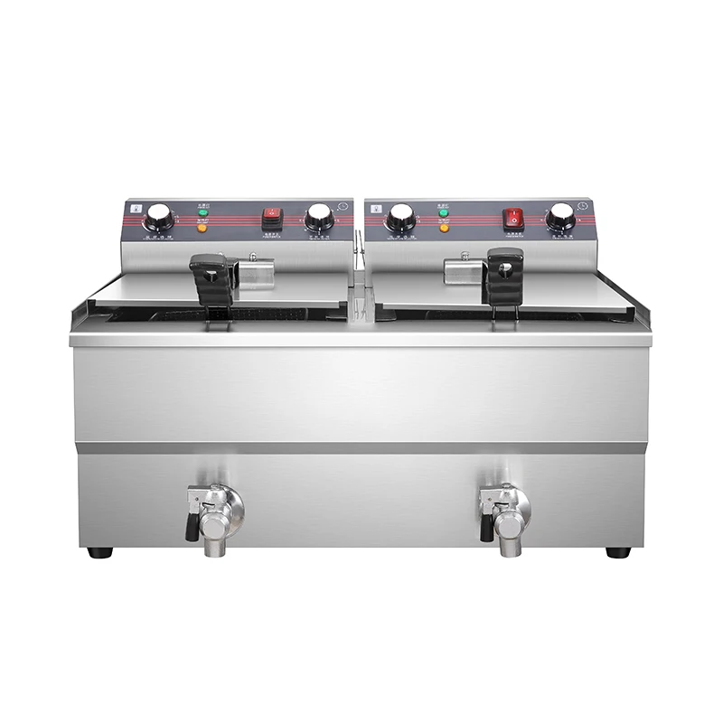 Commercial 18L+18L Crisp Fryer with Oil Outlet Valve Tank for Restaurant Hotel New Condition Electric Tornado Potato Deep Fryer