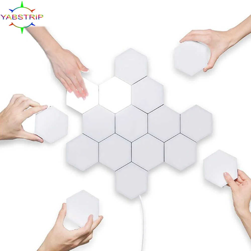 1-10PCS Touch Sensor Sensitive Lighting Hexagonal Atmosphere Quantum Wall Lamp For Bedroom Creative Decoration LED Night Light