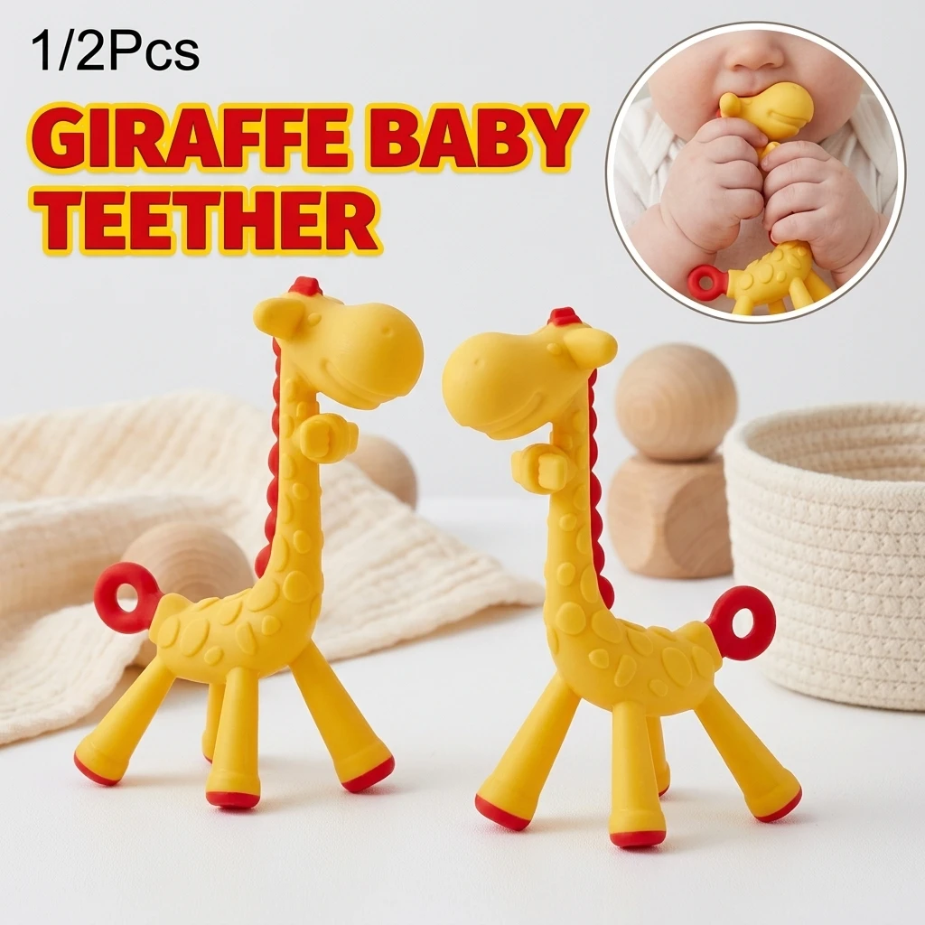 Dog Pet Cotton Rope Plush Squeaky Toy Dog Plush Toy Puppy Chew Braided Rope Giraffe Design Teeth Cleaning Puppy Plush Toy