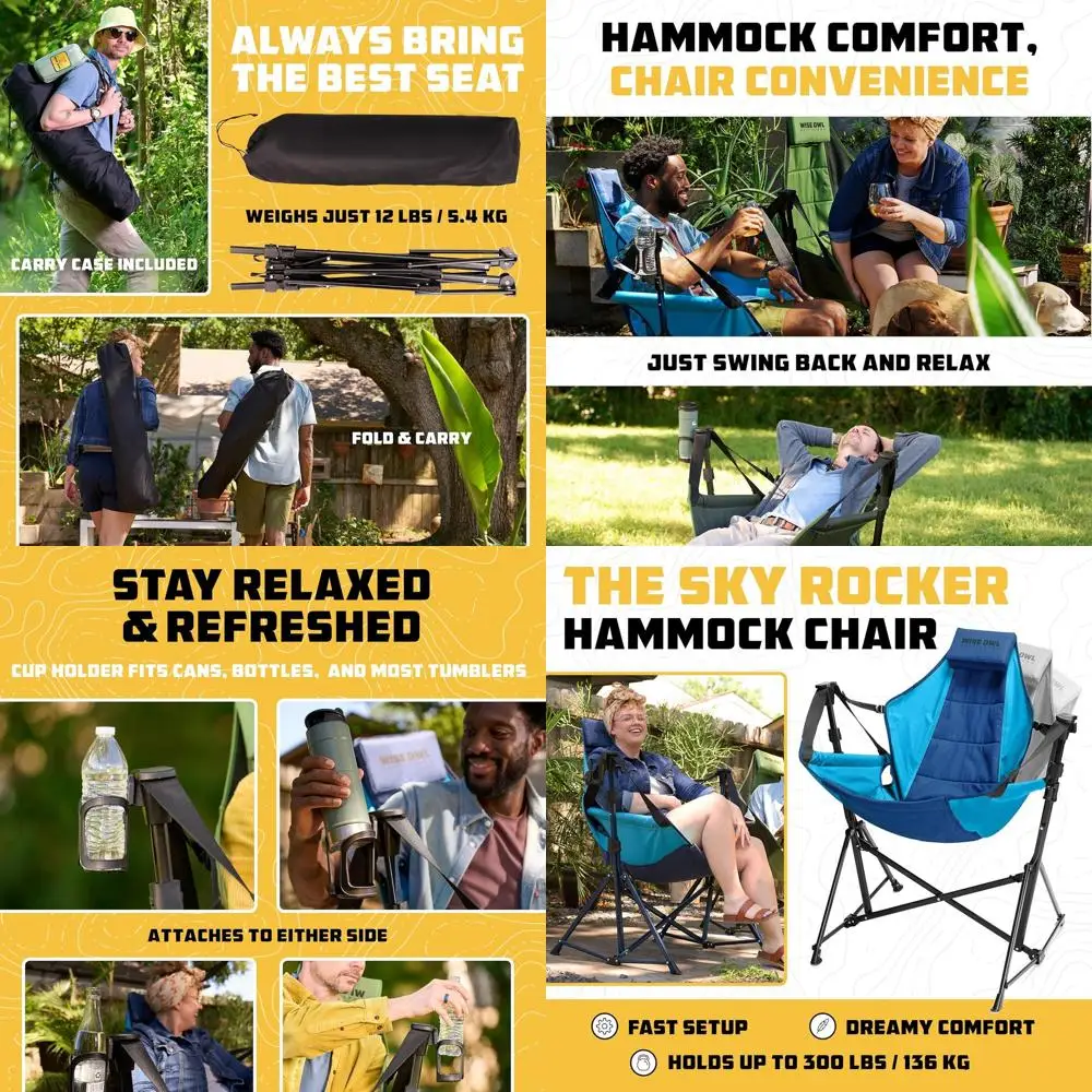 

Hammock Chair for Adults – Comfortable Portable Folding Rocking Camping Chair with Carry Bag – Great for Lawn, Campsite & Outdoo