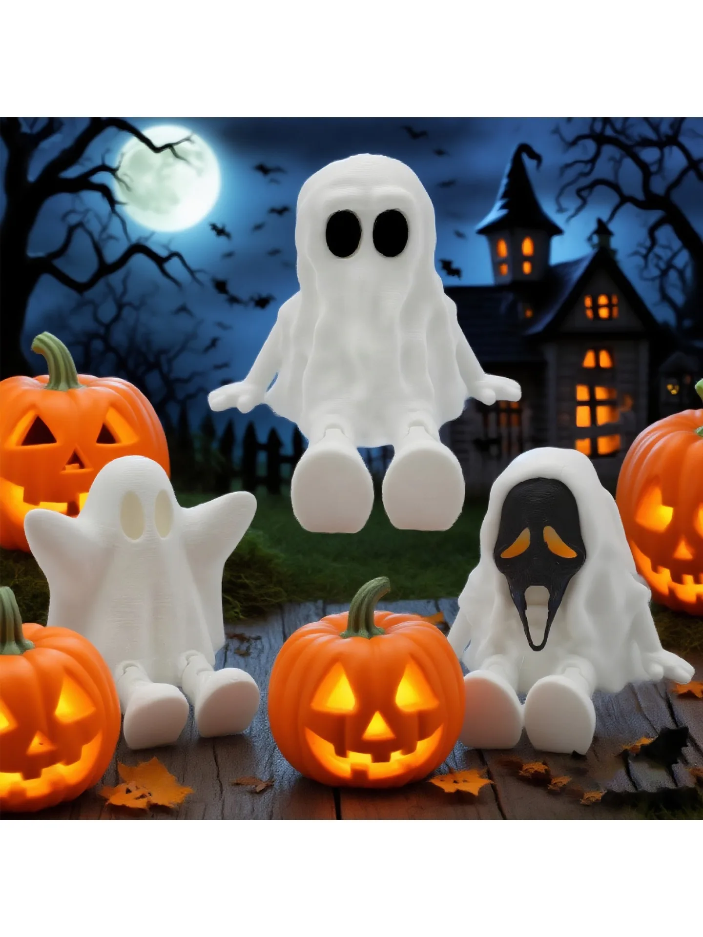 Figurines d'ornement fantôme d'halloween imprimées en 3D, décoration de fête de Festival fantôme, ornement mobile commun, Mini modèle de scène Miniature