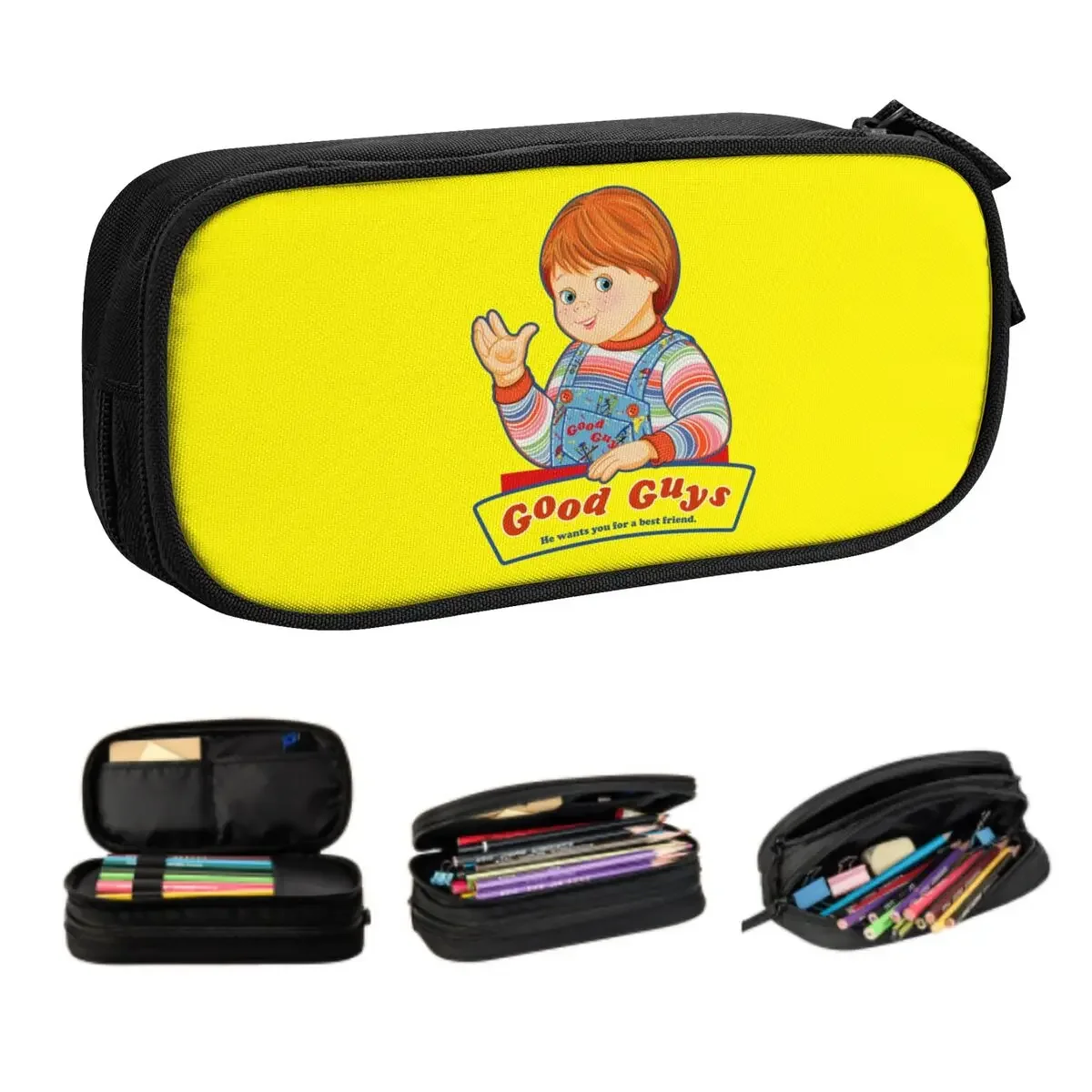 

Good Guys Child's Play Pencil Cases for Boy Girl Large Capacity Chucky Doll Pen Box Bag Stationery