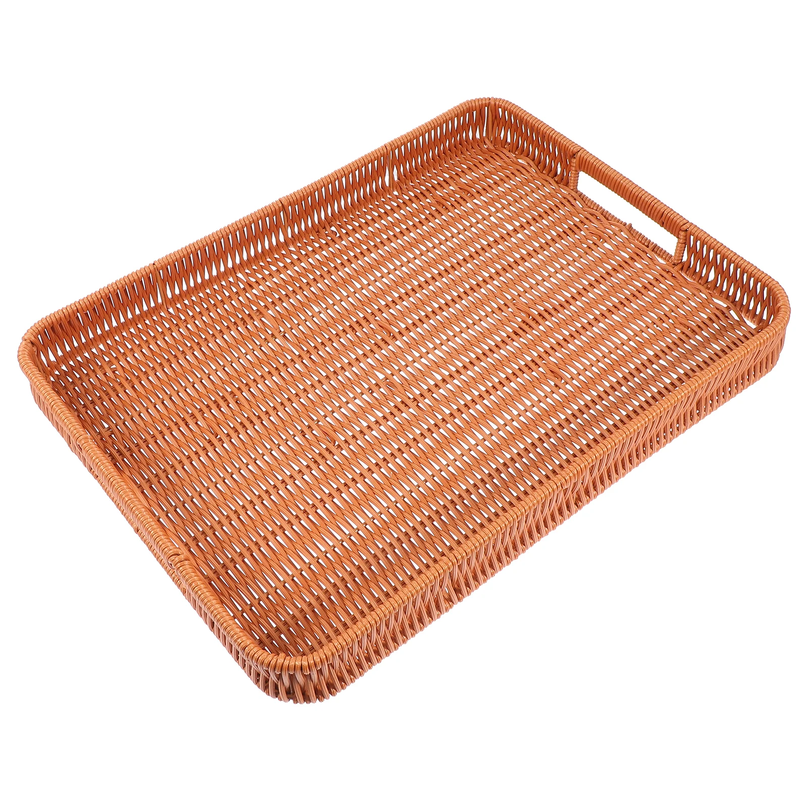 

Fruit Basket Snack Tray Large Rectangular Woven Storage Plastic Craft Retro Style Fruit Plate Multipurpose Kitchen Bar