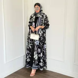 Eid Muslim Diamond Pearls Abaya for Women with Scarf Abayas Jalabiya Party Dresses Dubai Kaftan Vestidos Largos Long Robe 2024