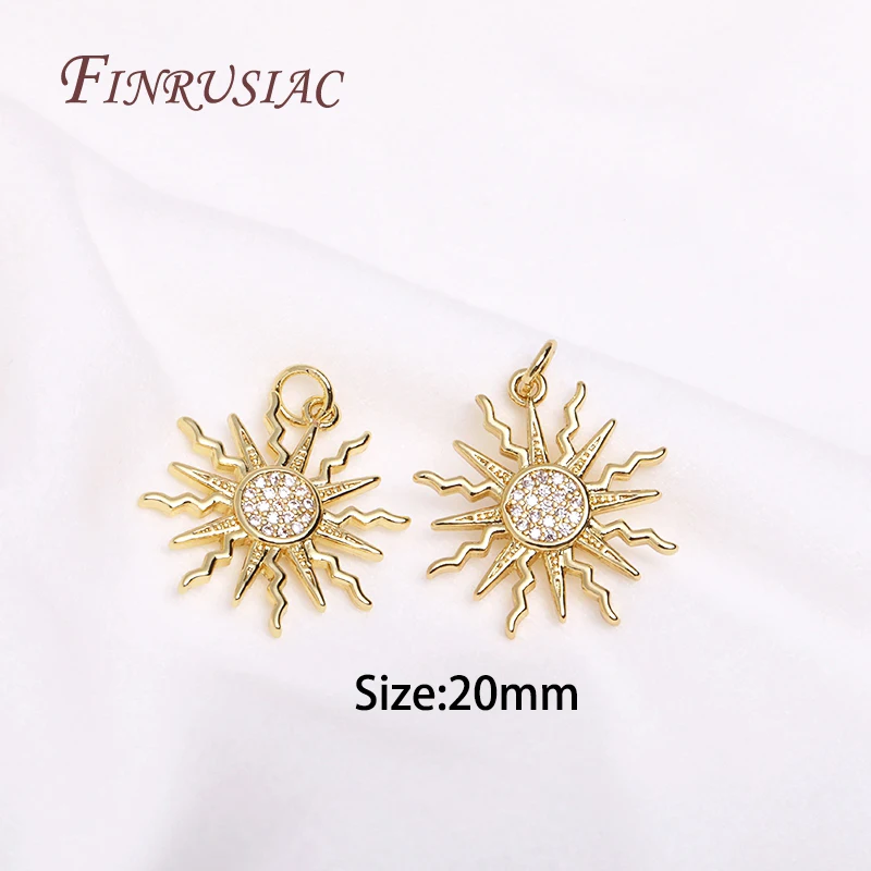 Handmade Jewellery Material 18K Gold Plated Sun Charm Pendant For Jewelry Making DIY Accessories