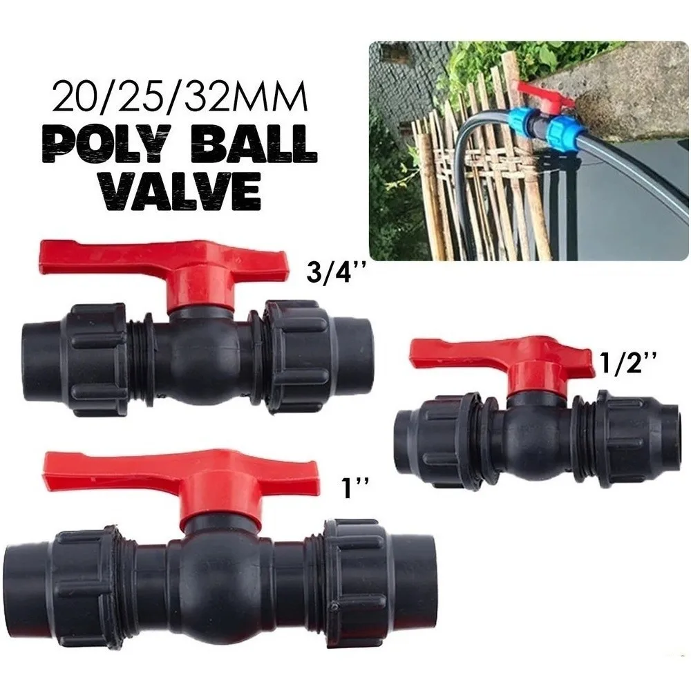 New Compression PE Quick Connector Poly HDPE Irrigation System Stop Tap 20mm 25mm 32mm Water Pipe Accessories Valve Fittings