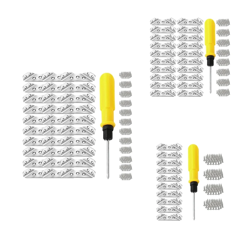 Furniture Corner Connector Metal Angle Brackets For Wood With Nails Screwdriver B Stainless Steel