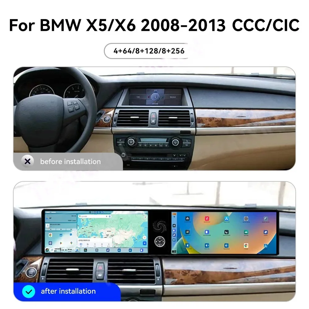 24.6 INCH Dual Touch Screen Android Car Radio Carplay For BMW X5 E70 X6 E71 X6M X5M 2008-2013 Multimedia Video Player GPS Navi