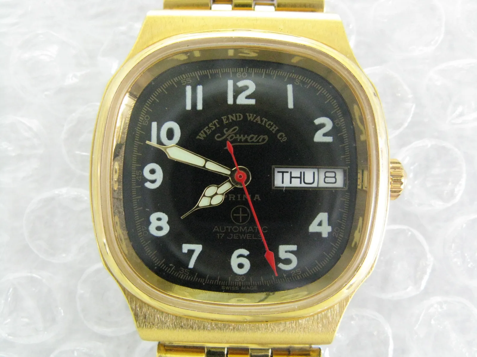 Arabic Digits West end watch Double Calendar Gold plated  Military Watch（ETA 2846）