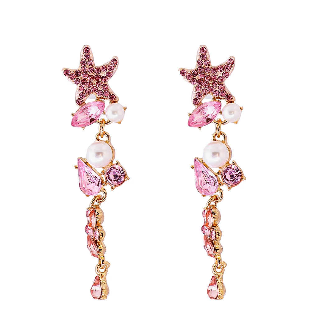 38 Designs New Korea Fashion Pink Rhinestones Drop Earrings For Women Girls Wedding Jewelry Dangle Statement Bijoux