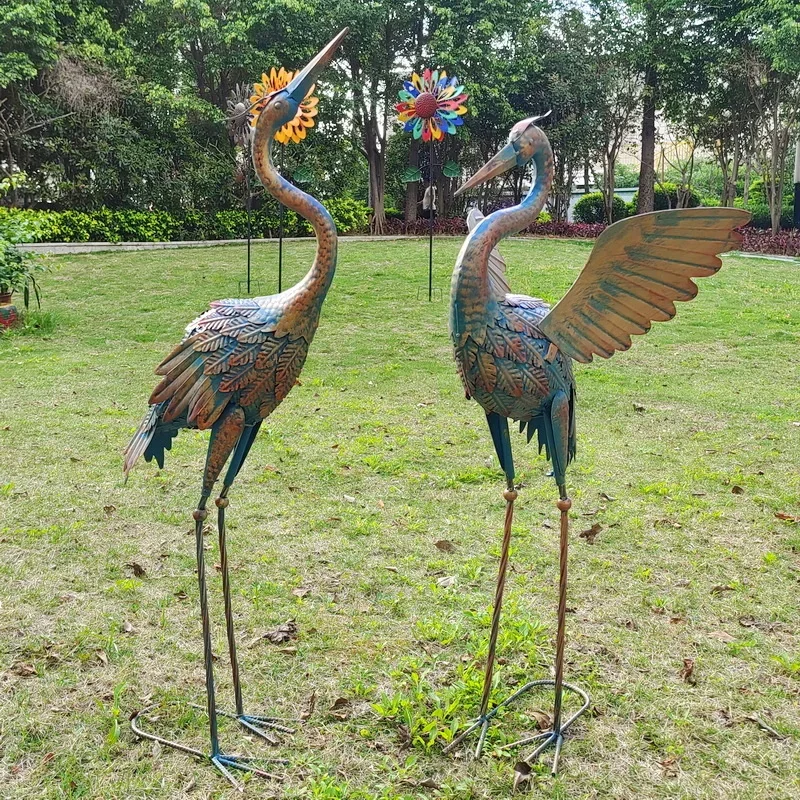 

Открытый двор, сад, ретро украшения, креативные железные сады с животными, антикварные бронзовые украшения с журавлем
