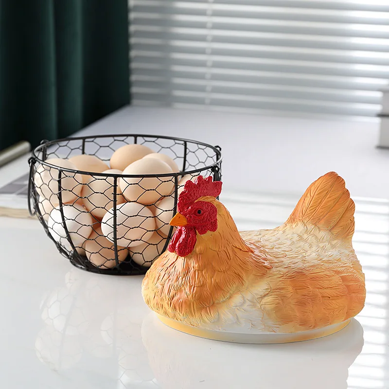 Creative Hen Storage Basket Garlic Iron Art Home Snacks Fruit Storage Egg Basket Kitchen Decoration Egg Basket