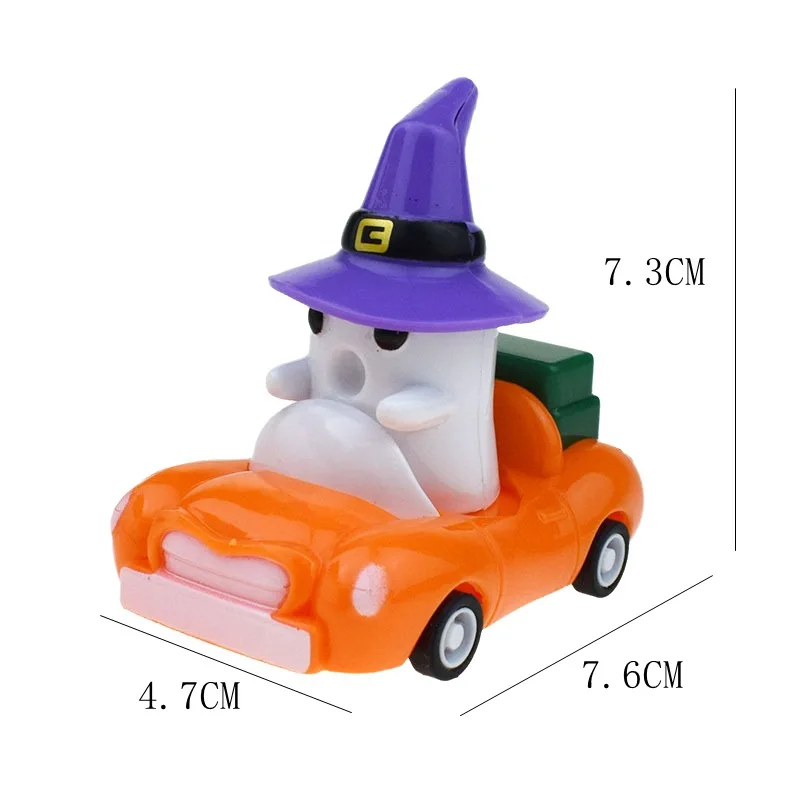 Novedad calabaza de Halloween tirar hacia atrás coche de juguete simulación de dibujos animados esqueleto fantasma coche de inercia Halloween pequeños regalos juguetes para niños
