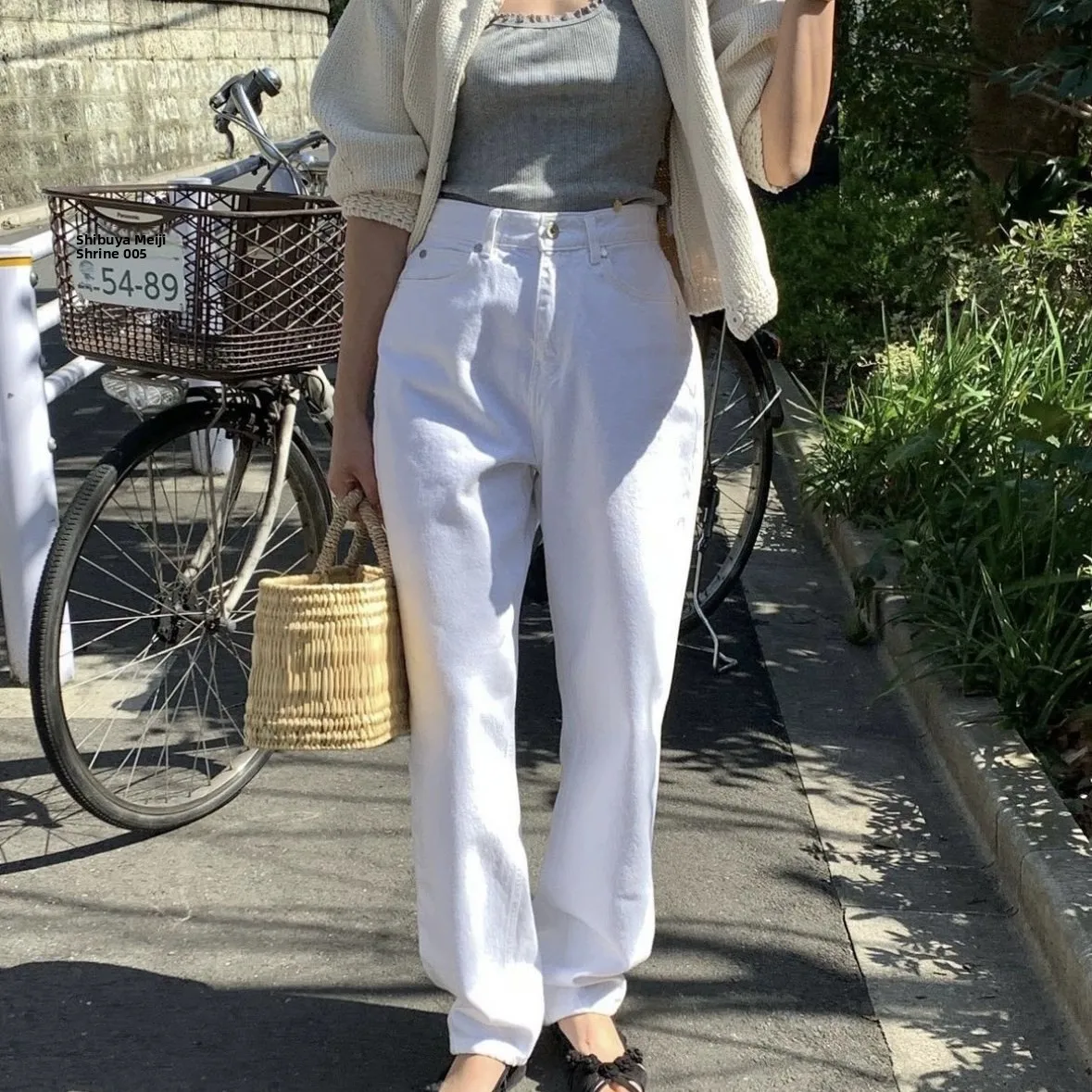 

High Waist Wide Leg White Jeans Casual Versatile Simple Sle Women's Premium Quali Denim High Waist Fit All Tops