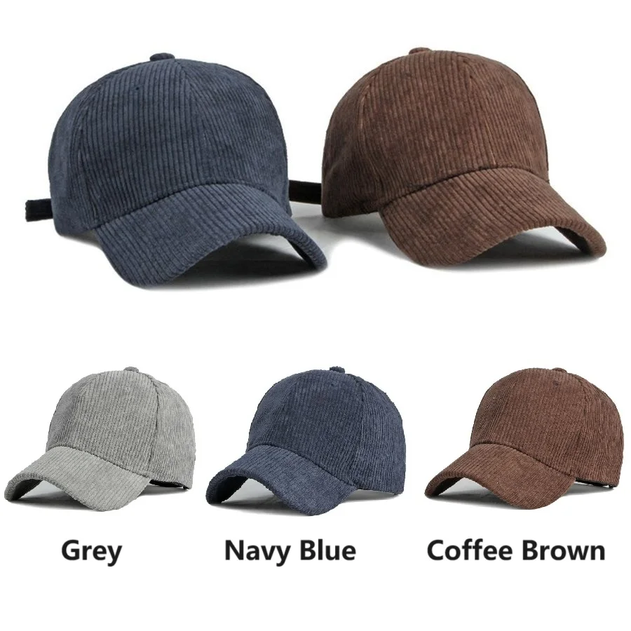 New Fall Winter Trendy High-quality Corduroy Cap Women Wide-brimmed Face-covering Youth Baseball Cap Street Sport Men Hiphop Cap