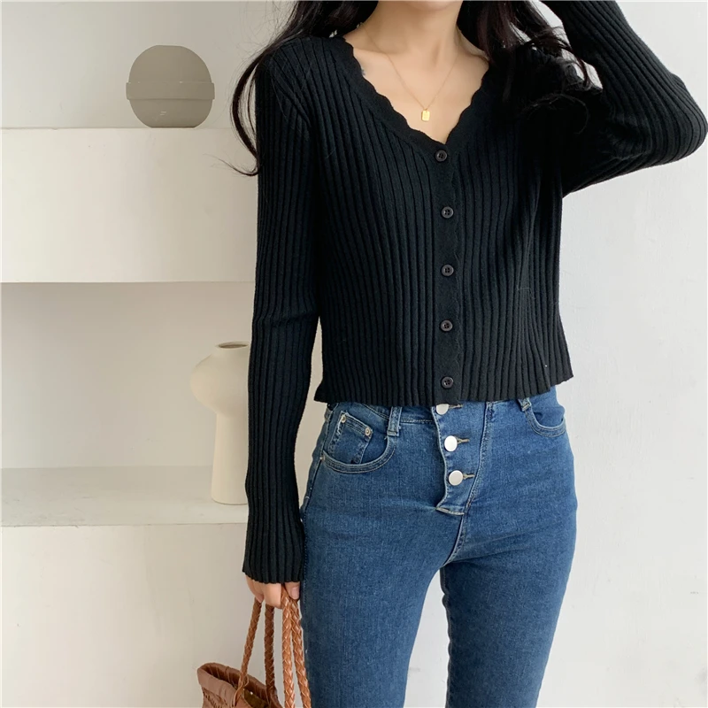 Women Autumn Korean Simplicity Slim Striped Solid Color V-neck Long Sleeve Knitwear Ladies Office Lady Appear Thin Knitting Tops