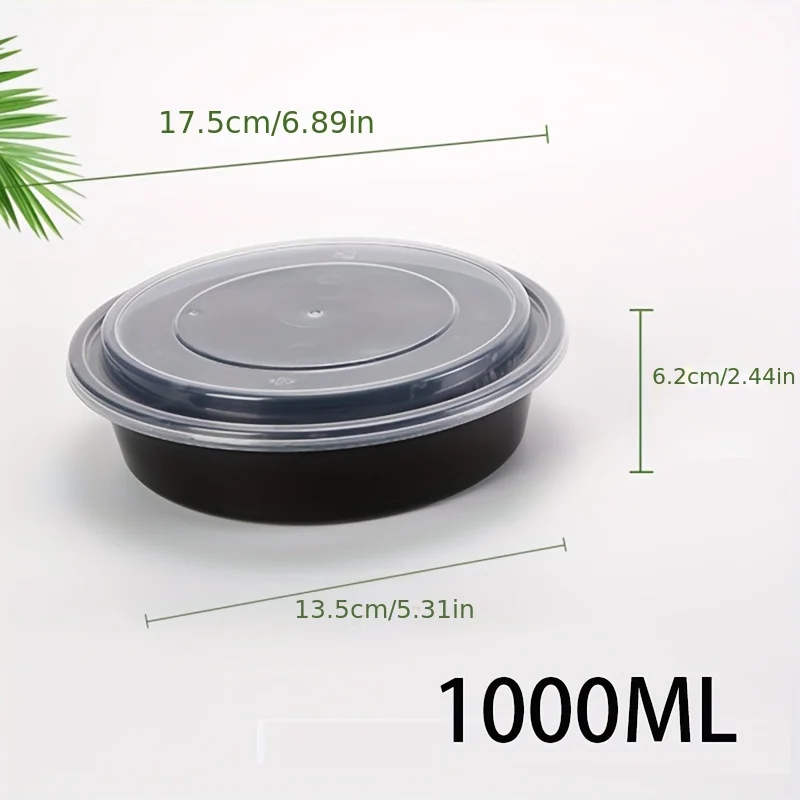 20/50pcs Disposable Lunch Boxes, Stackable Round Plastic Salad Bowl, Refrigerator Microwave Tableware Food Storage Container