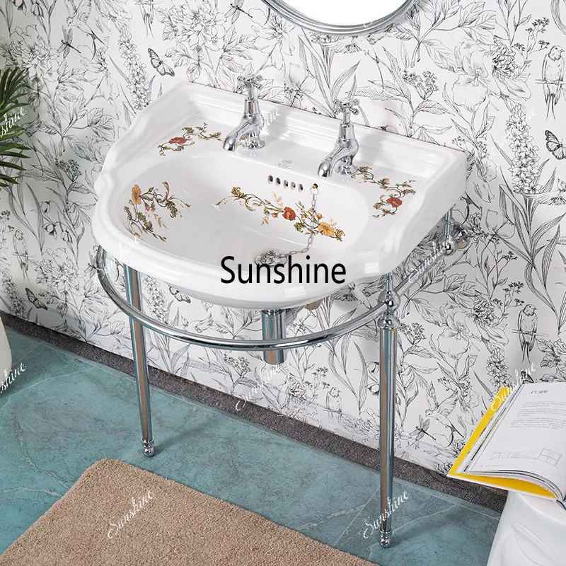 Retro, high-end circular arc ceramic wash basin big family