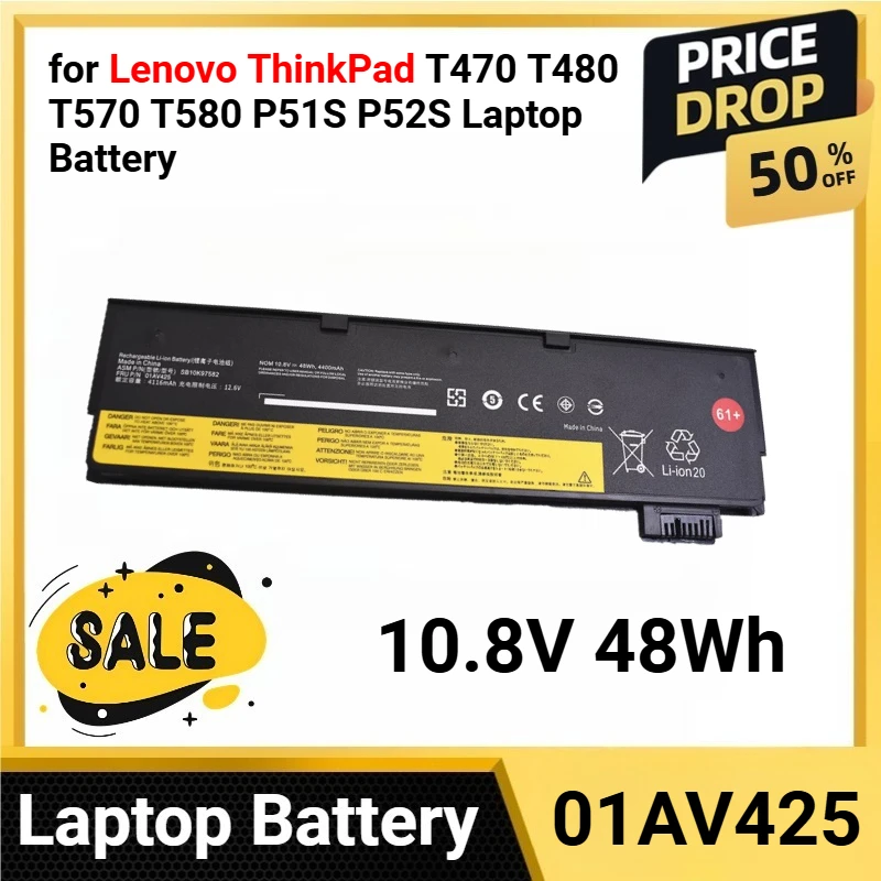 

01AV425 10.8V 48Wh for Lenovo ThinkPad T470 T480 T570 T580 P51S P52S Laptop Battery