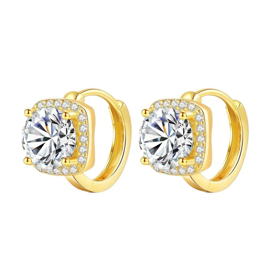 

S925 Square Huggie Earrings Rose Gold Plated 2025 New Minimalist Winter Collection B2B Wholesale Jewelry Gifts