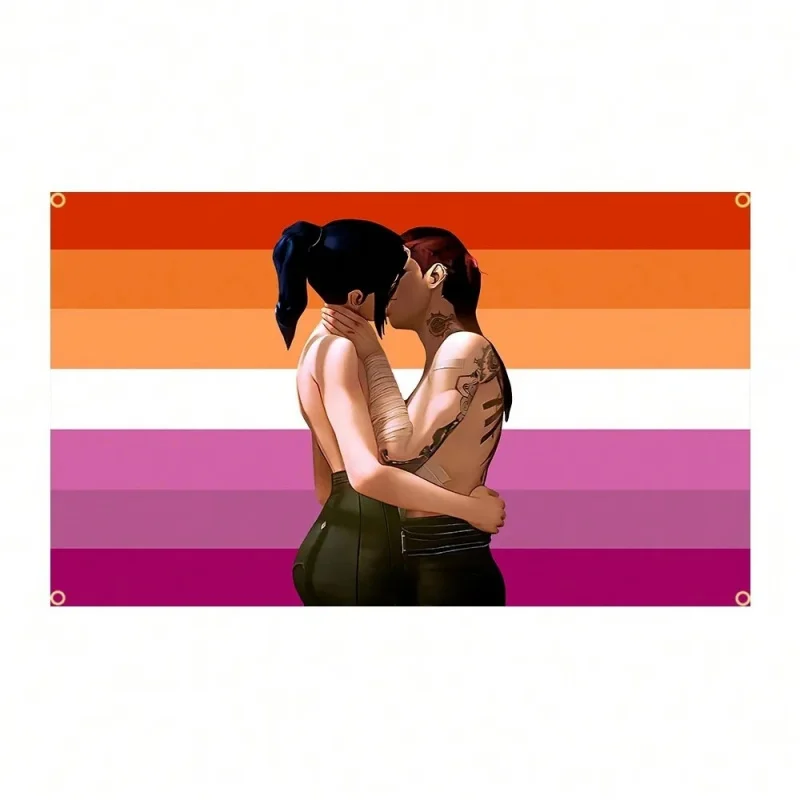VIKAMA Pride Collection Couple Kissing Gay Lesbian Hugging Pattern Rug Wall Hanging for Bedroom Dormitory Room Decor