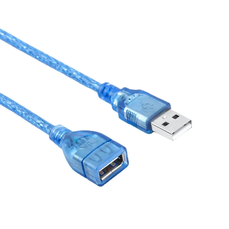 Tutto rame 0.3/0.5/1/ 1.5/3/5/10 metri cavo dati di prolunga USB blu trasparente USB2.0 maschio a femmina