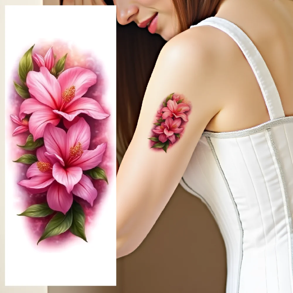 

9pcs Temporary Tattoo Purple Orchids Colorful Realism Red Sunflowers Mixed Flowers Realistic Temporary Tattoos Blue Roses For
