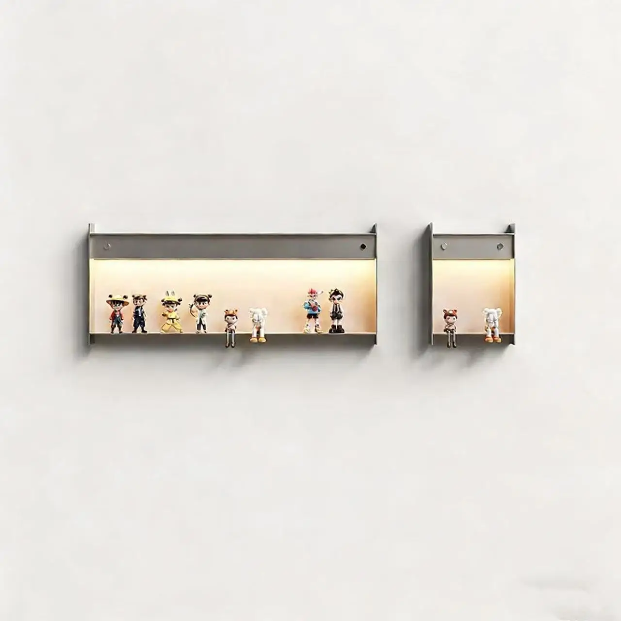 Medieval Bauhaus wall lamp stainless steel figure doll rack, living room background wall decorative storage ornamentrack