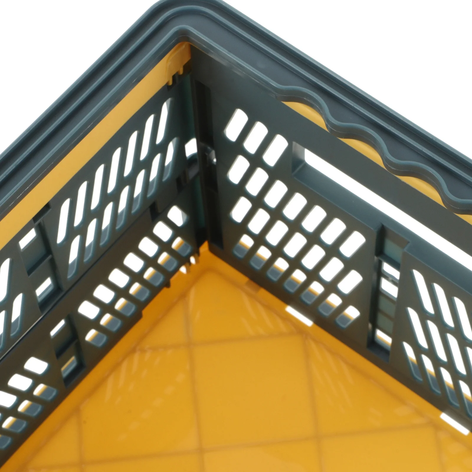 

1pc Plastic Folding Shopping Basket Blue Yellow Lightweight Foldable Design For Camping Picnic Outdoor Indoor Storage